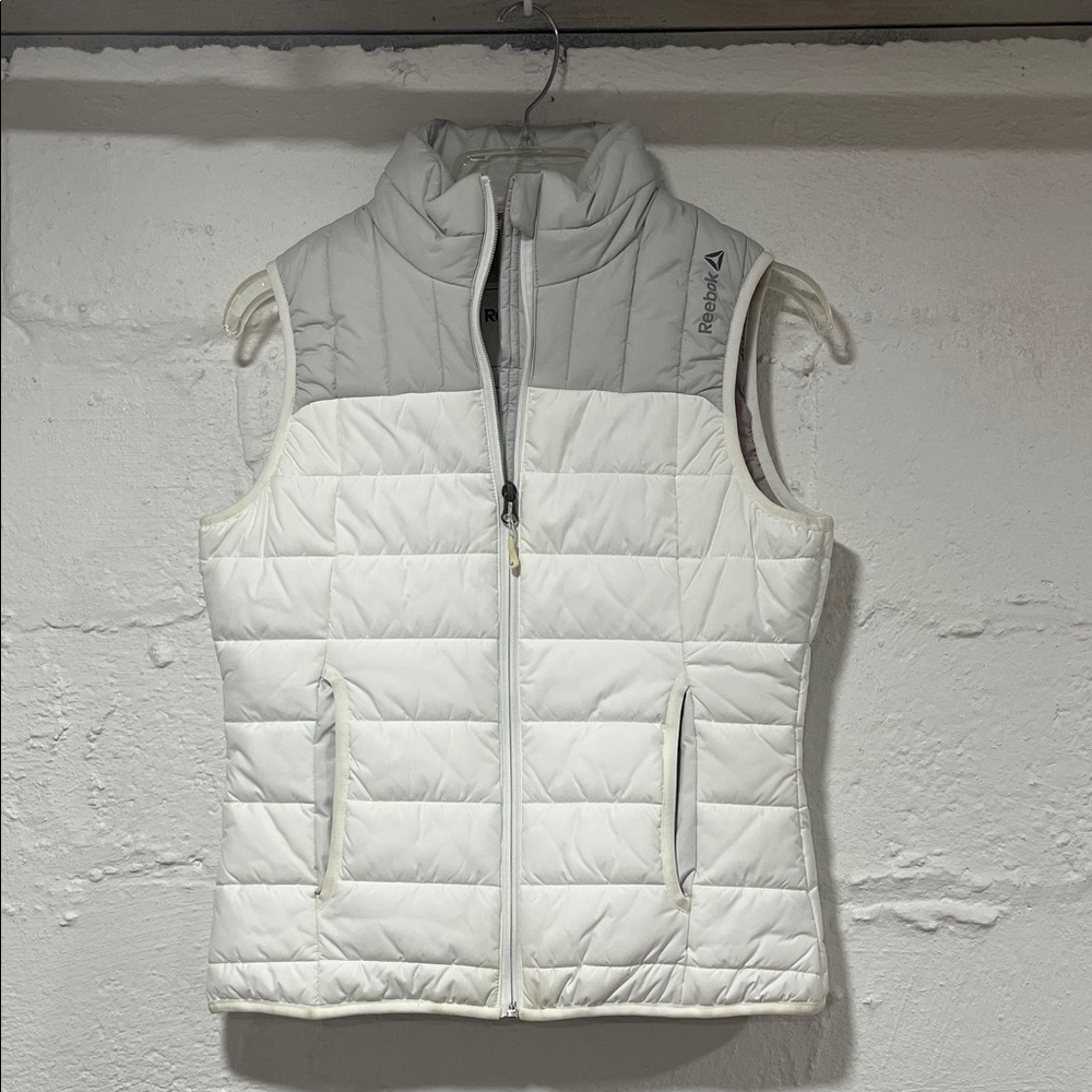 Reebok Women's Gray and White Quilted Vest